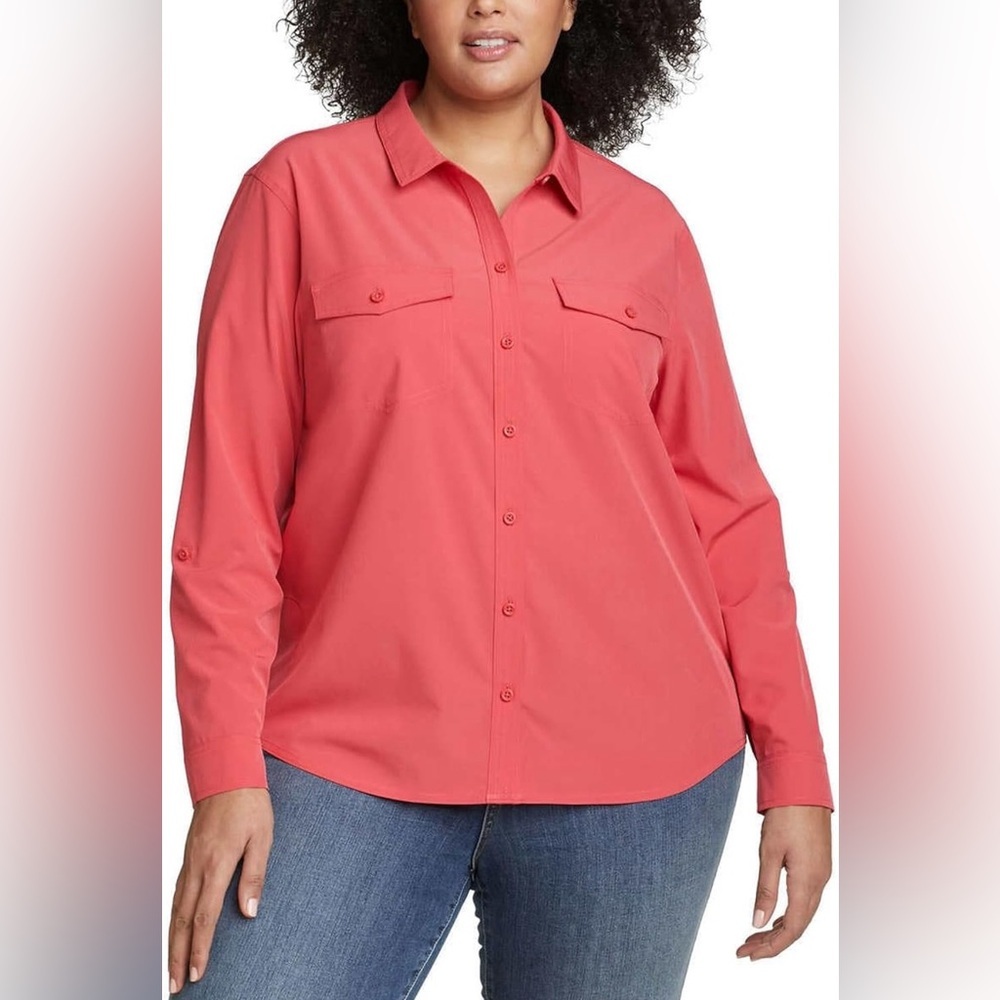 Eddie Bauer Womens Top Departure Classic Shift UV Protection w Pockets